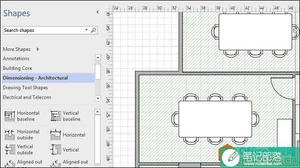 Visio 如何将尺寸添加到楼层平面