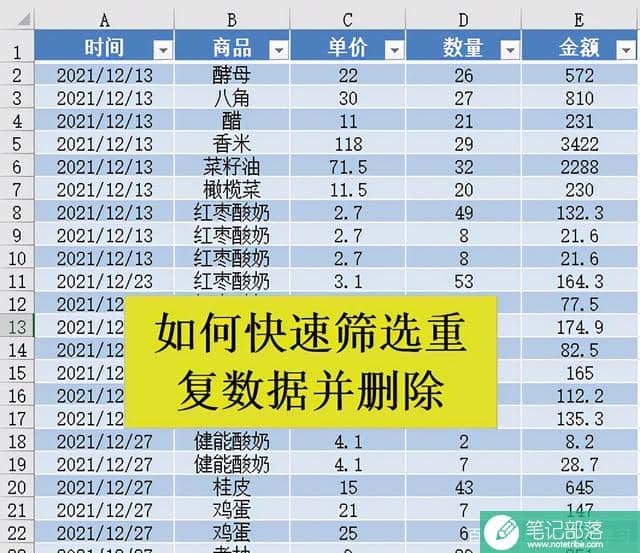 Excel技巧：快速筛选重复数据并删除，步骤很简单