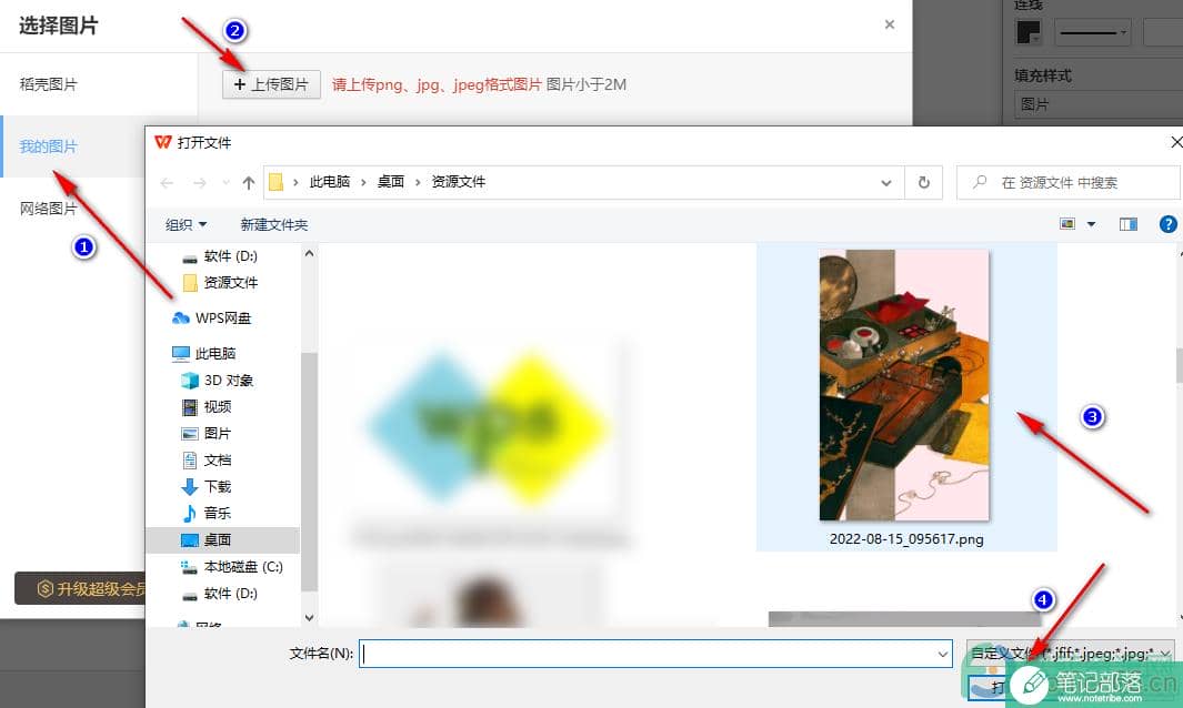 WPS PPT给流程图图形进行图片填充的方法