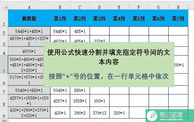 Excel使用公式快速分割引用单元格指定符号之间和前后的文本内容