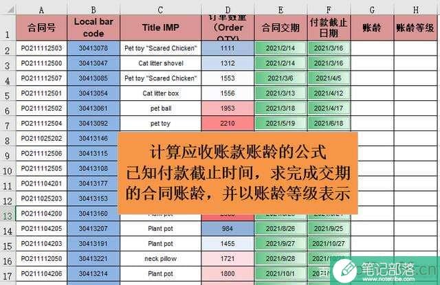 Excel如何计算应收账款的账龄和账龄等级
