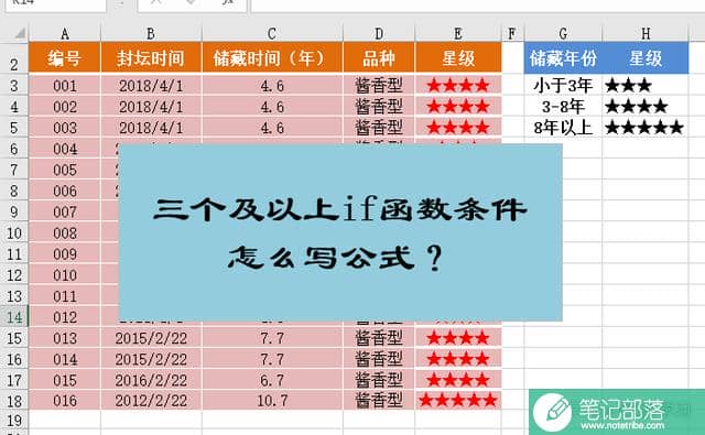 Excel3个及以上if条件怎么设置函数公式？