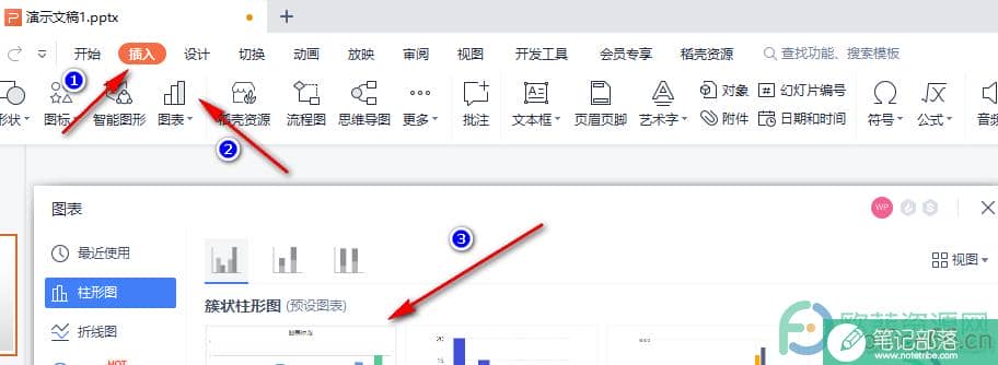 WPS PPT改变图表中图例位置的方法