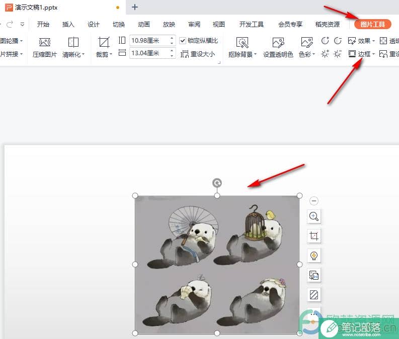 WPS PPT使用取色器给图案边框选择颜色的方法