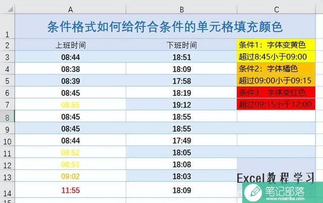 Excel条件格式公式怎么写？