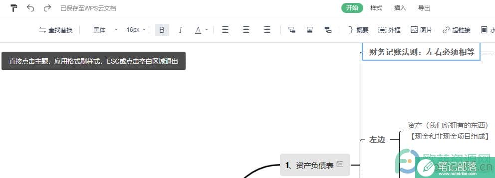 WPS PPT思维导图使用格式刷更改主题格式的方法
