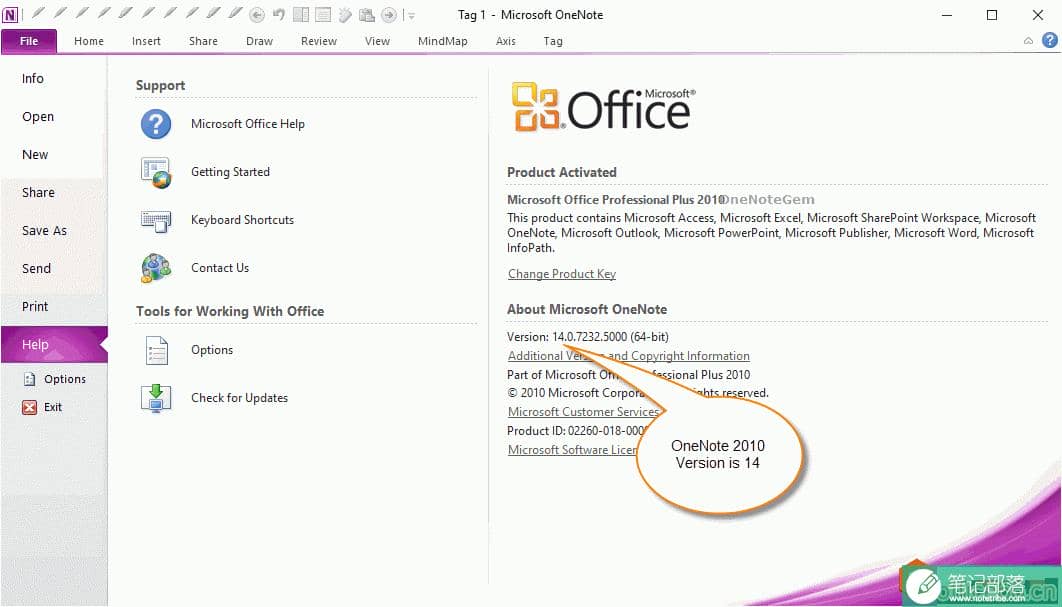 如何识别 OneNote 2016？OneNote 2016 微软 Microsoft Office (MSO) 版本号是 16.0