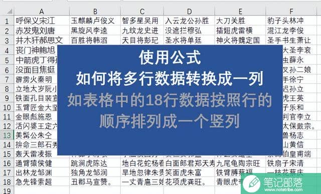 Excel表格多行数据如何转换成一列？