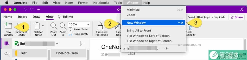 如何在 Mac 上打开多个 OneNote 窗口？