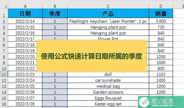 Excel如何快速计算某个日期所属的季度？