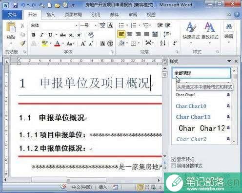 Word2010怎么清除格式或样式
