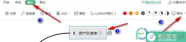 WPS PPT在思维导图中插入疑问图标的方法