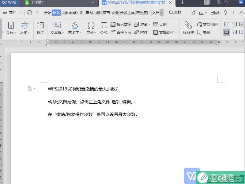 WPS文档中如何设置撤销的最大步数？