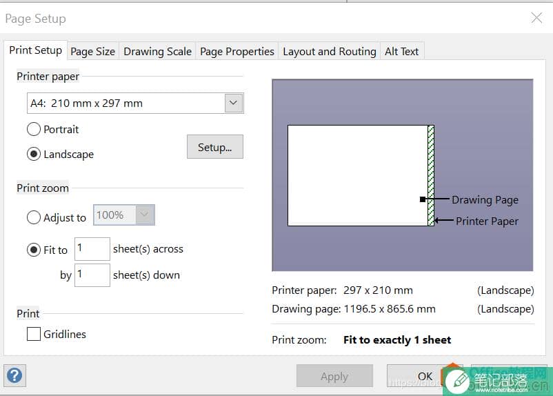 Custom size和Page orientation设置