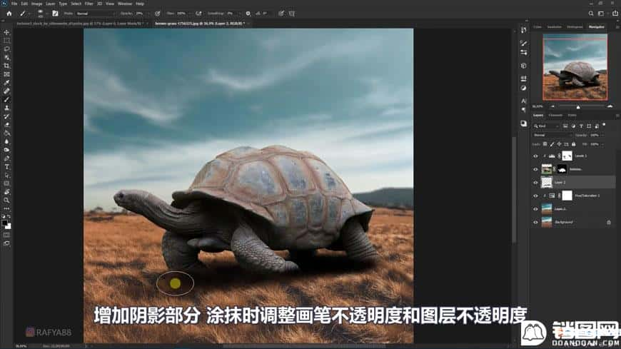 Photoshop合成创意的乌龟背着城堡效果图