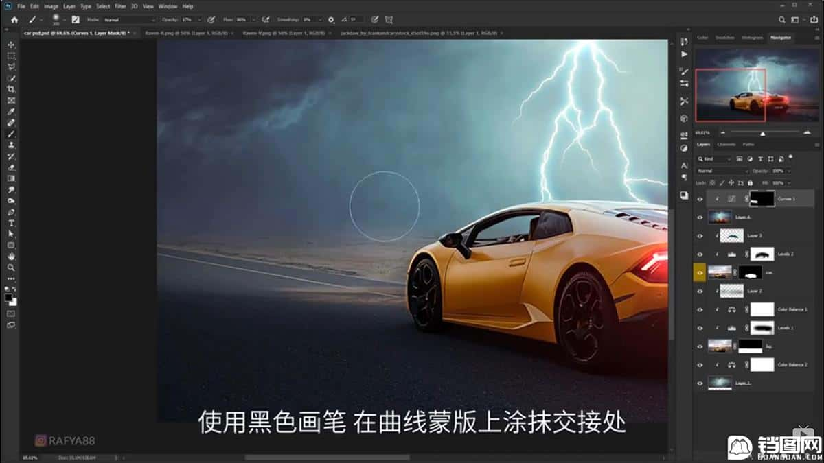 Photoshop合成闪电下的超级跑车