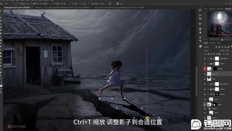 Photoshop合成月光下的少女场景