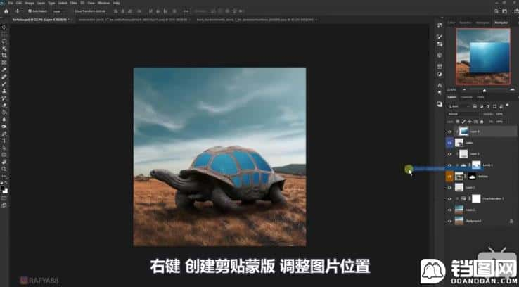 Photoshop合成创意的乌龟背着城堡效果图