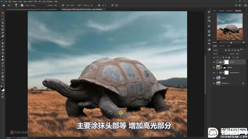 Photoshop合成创意的乌龟背着城堡效果图