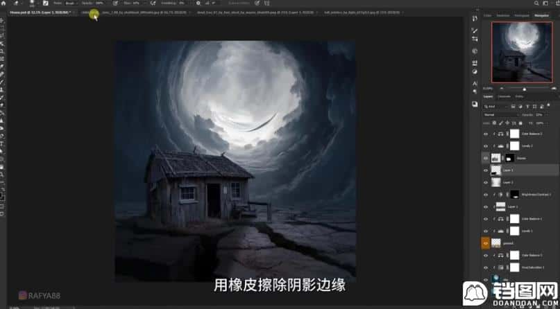 Photoshop合成月光下的少女场景