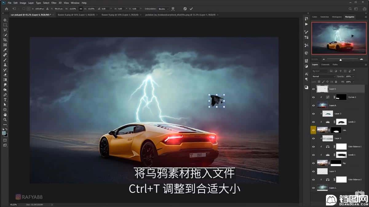 Photoshop合成闪电下的超级跑车