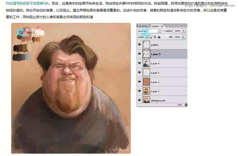 Photoshop绘制搞怪的胖子人像教程