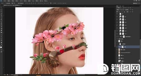 Photoshop创意合成从人物头像中长出的花朵