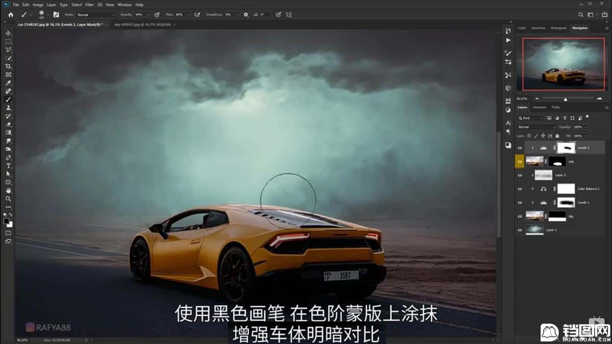 Photoshop合成闪电下的超级跑车