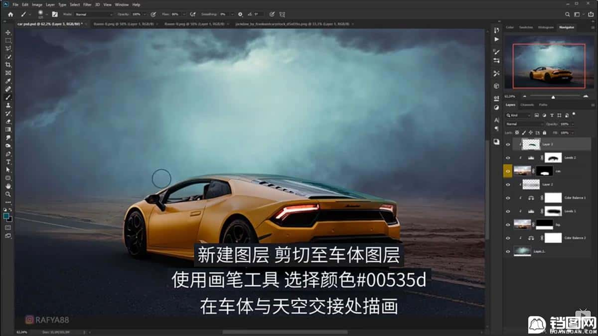 Photoshop合成闪电下的超级跑车