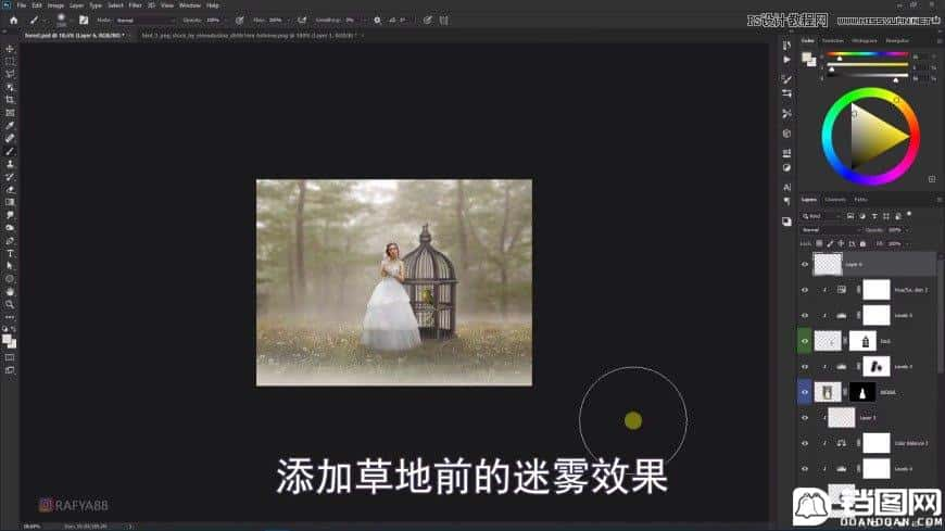 Photoshop创意合成森林中的新娘和鸟笼