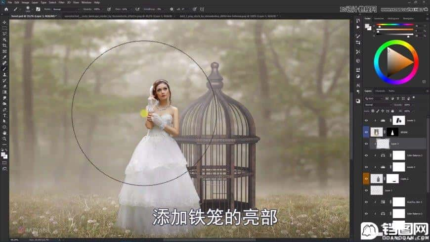 Photoshop创意合成森林中的新娘和鸟笼