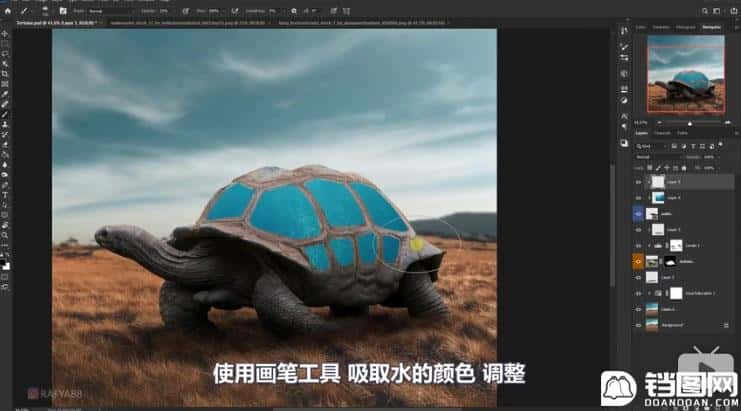 Photoshop合成创意的乌龟背着城堡效果图