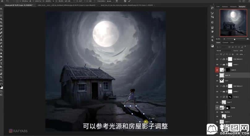 Photoshop合成月光下的少女场景