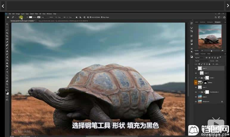 Photoshop合成创意的乌龟背着城堡效果图