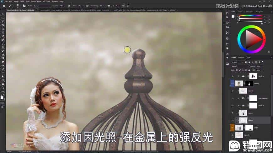 Photoshop创意合成森林中的新娘和鸟笼