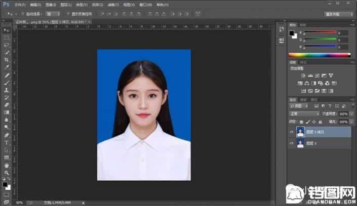 Photoshop使用替换颜色给证件照更换底色